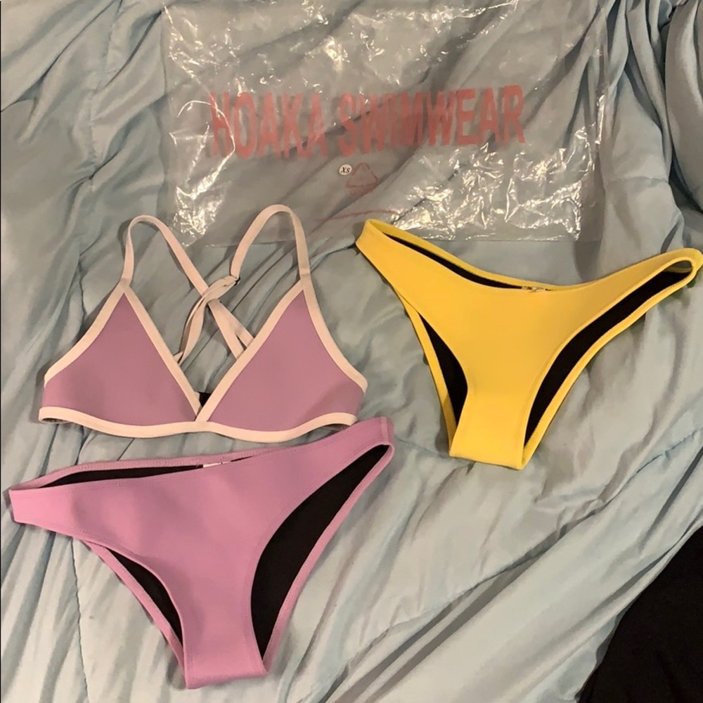 Hoaka xs Lilac Bikini set & yellow bottoms xs